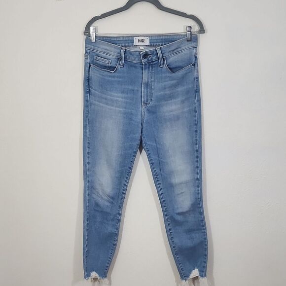 PAIGE Light Blue Ripped Skinny Hoxton Ankle Jeans size 30 - Picture 1 of 5